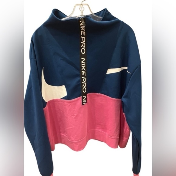 NEW Nike Pro Women Training Top Plus Sz 1X Dri-Fit Teal Pink 3/4 Zip Pullover - Picture 11 of 11